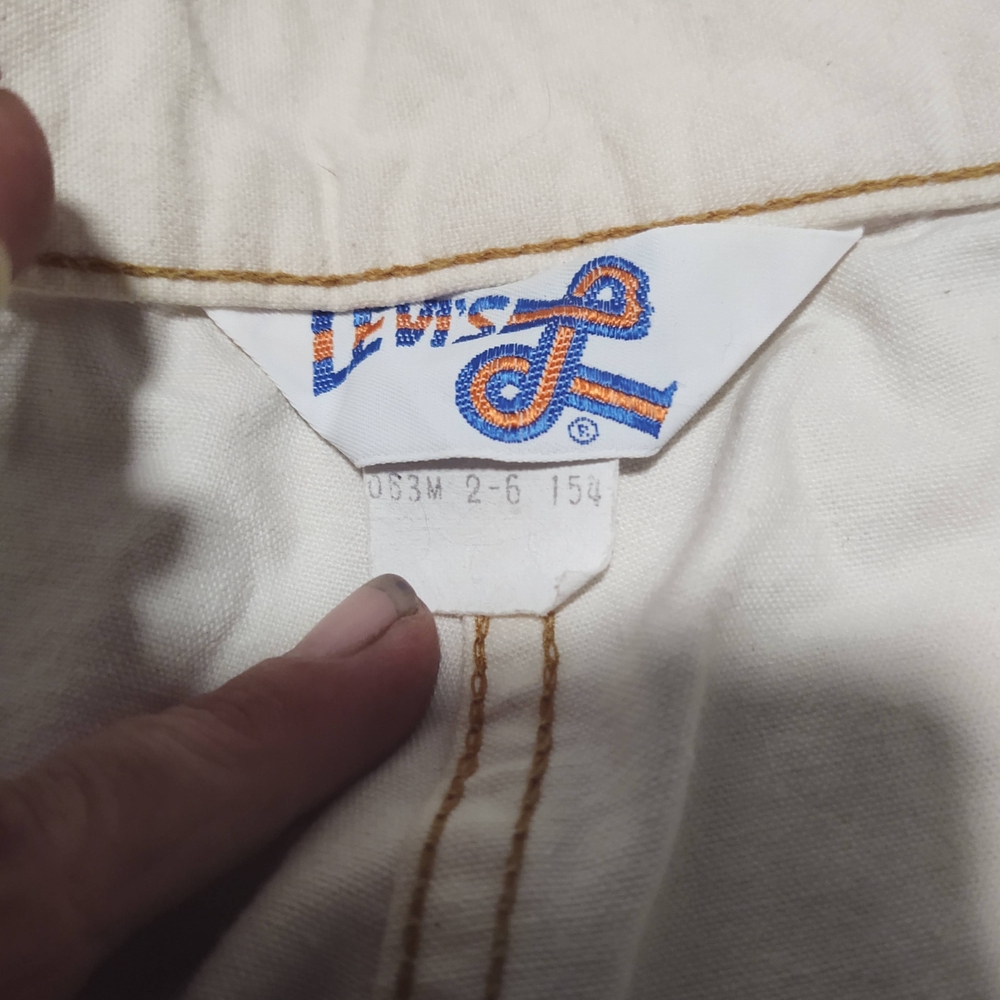 1960s Vintage All Caps Label Levi's White Canvas Jeans Orange Label
